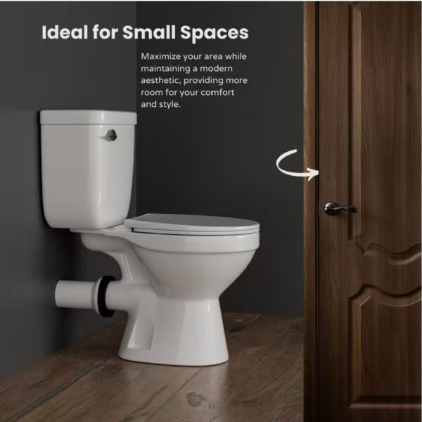 Rear Outlet Toilet 2-Piece White Round Bowl 7 in. Rough-In 1.6 GPF Single Flush Extra 2 Extension Pipes for Easy Install