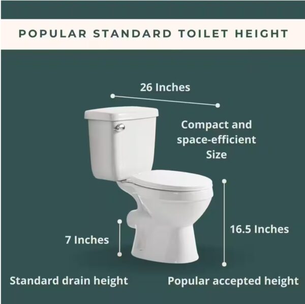 Rear Outlet Toilet 2-Piece White Round Bowl 7 in. Rough-In 1.6 GPF Single Flush Extra 2 Extension Pipes for Easy Install