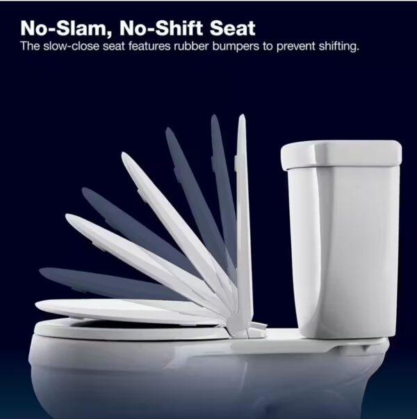 Elmbrook 12 in. Rough In 2-Piece 1.28 GFP Single Flush Elongated Chair Height Toilet in White with Soft Close Seat